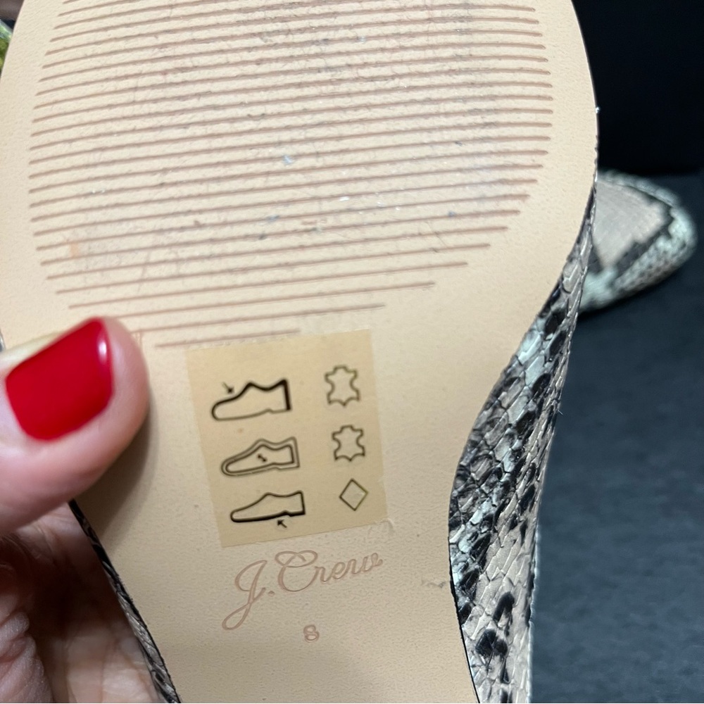 NEW J. CREW SLINGBACK LEATHER PUMP SZ 8 MIXED SNAKE - Picture 3 of 9